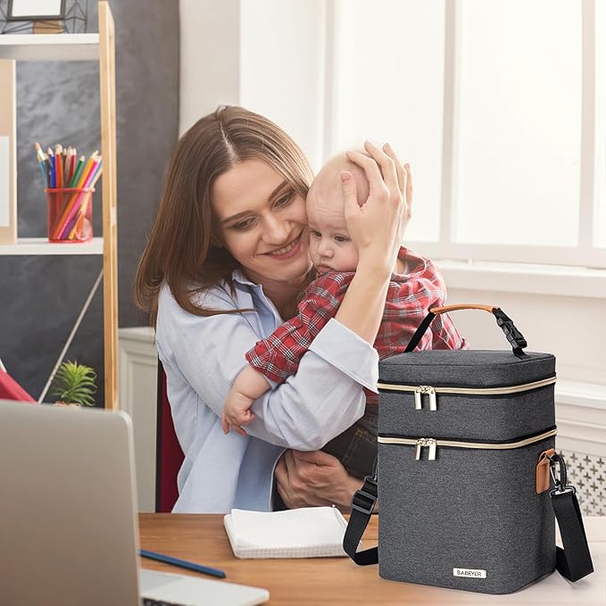 Breastmilk Cooler Bag with Ice Pack Fits 6 Baby Bottles Up to 9 Ounce