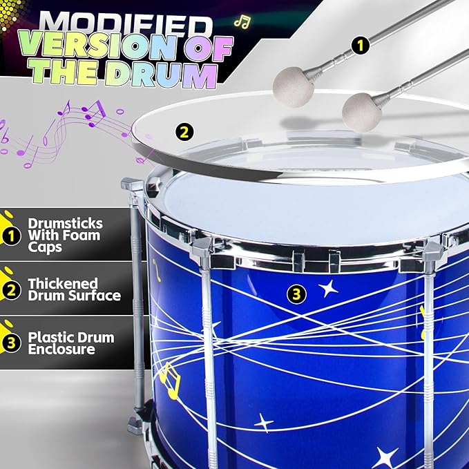Kids Drum Sets for 2-5, Toddler Drum Set Ages 1-3, Junior Mini Jazz Full Size Small Band Rock Drums Making Kit Toys Percussion Musical Instrument Rhythm Beat Play Sets for Toddlers Boys Girls