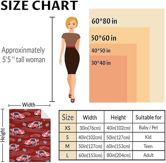 Throw for Boys Cool Racing Car Blanket for Kids Adults Racing Fans, 60x80 Inches Lightweight Throw Blankets for Sofa Couch Chair Bed Car