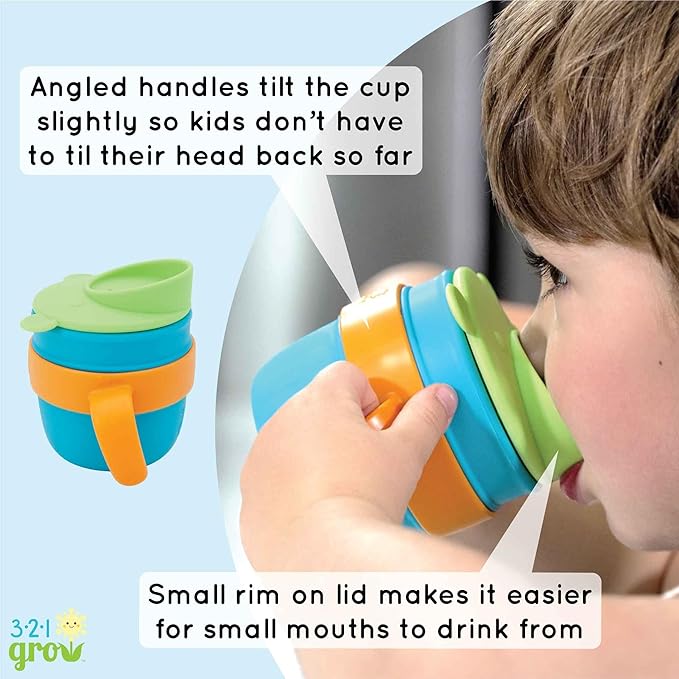 Easy Learn Drink and Snack Set – Baby + Toddler Silicone Learning Cup & Snack Set, Training Cup for Straw and Open Cup Independence – Dishwasher Safe (Plum)