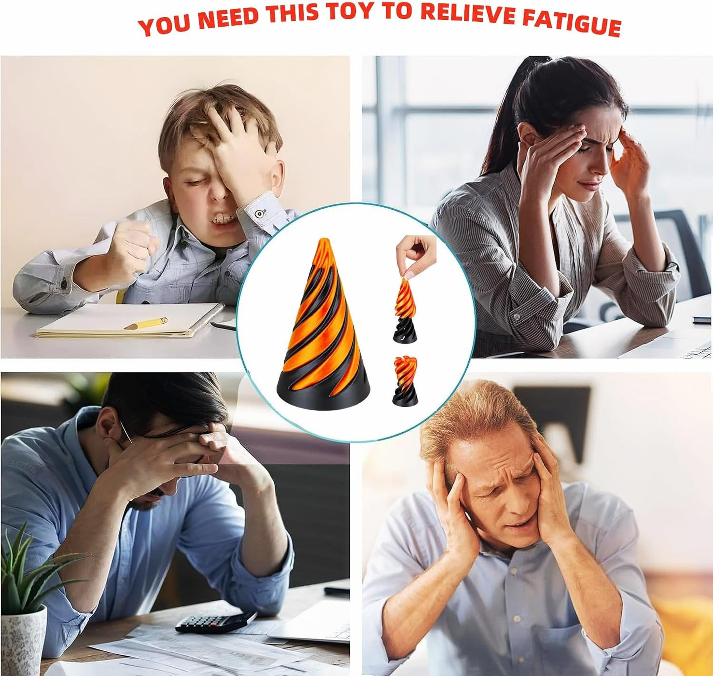 3 PCS Impossible Cone,Spiral Cone Fidget Toy,Pyramid Passthrough Sculpture,3D Printed Spiral Cone,Desk Toy,Mini Cone Funny Desktop Decoration for Home Office Desk (3pcs (Pyramid+Cone+Cylinder))