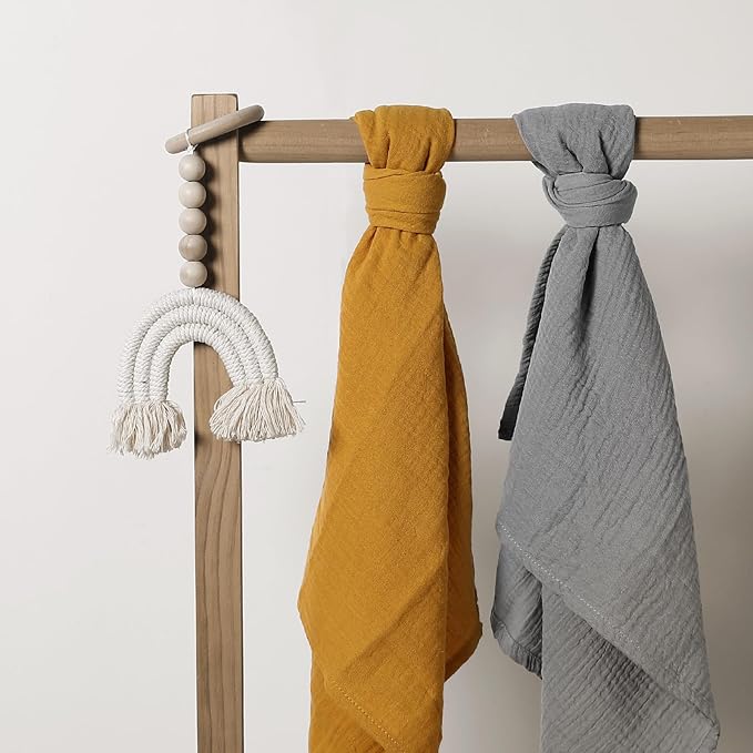 Muslin Receiving Blankets, Neutral Blanket Swaddling for Newborn Boys and Girls, 5 Pack Breathable and Skin-Friendly Swaddle Wrap for Infant Baby (Multiple Colors)