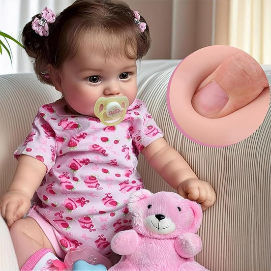 JIZHI Lifelike Reborn Baby Dolls - 20Inch-Real Baby Feeling Realistic-Newborn Baby Doll Adorable Smiling Real Life Baby Dolls with Gift Box for Kids Age 3