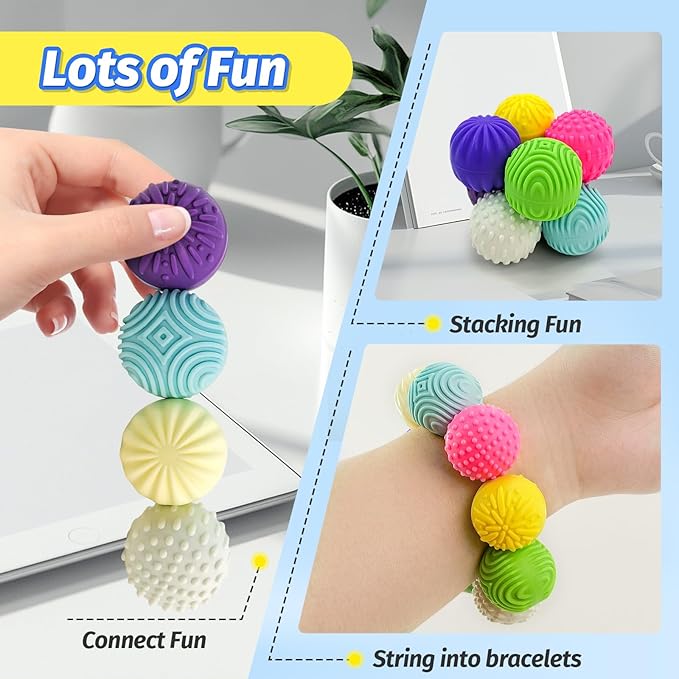 Fidget Magnet Ball Toy, 8 PCS Multi Color Texture Tactile Sensory Gift for Teens Adult ADHD Autism Anxiety, Silent Stress Relief Massage Roller Item Desk Toy for Home Office Calm Down with Case