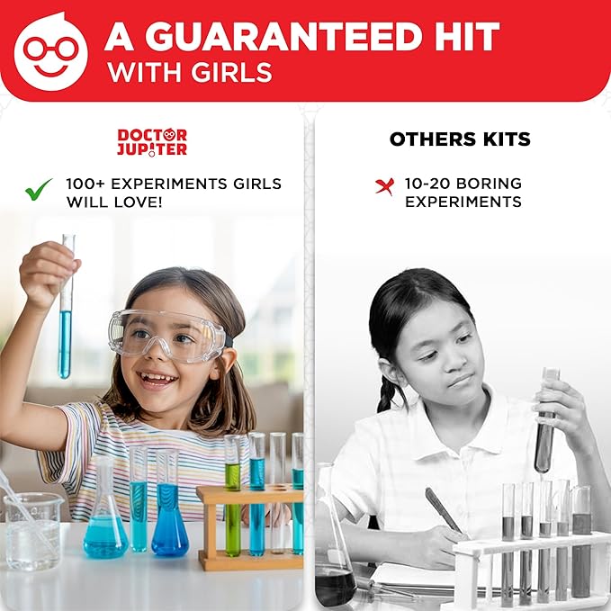 Doctor Jupiter Girls First Science Experiment Kit for Kids Ages 4-5-6-7-8| Birthday Gift Ideas for 4+ Year Old Girls| STEM Learning & Educational Toys