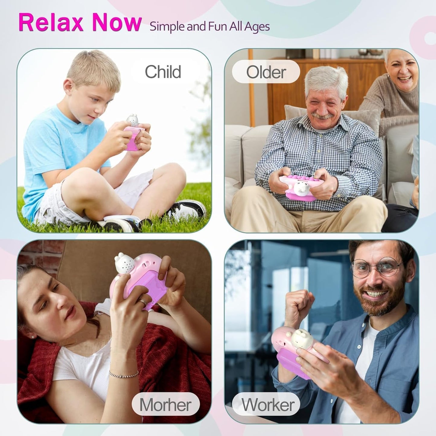 Fast Push Game Pop Fidget Toys for Kids, Handheld Puzzle Game Sensory Toys with LED Screen, Quick Push Light Up Game Gifts for 3-12 Year Old Girls Boys (Rabbit)