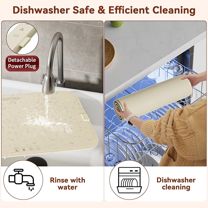 Upgrade Graphene Food Warming Mat for Countertop, Gifts for Mom Wife, Waterproof Electric Warming Tray with 6 Temp Modes for Parties Buffets (Beige)