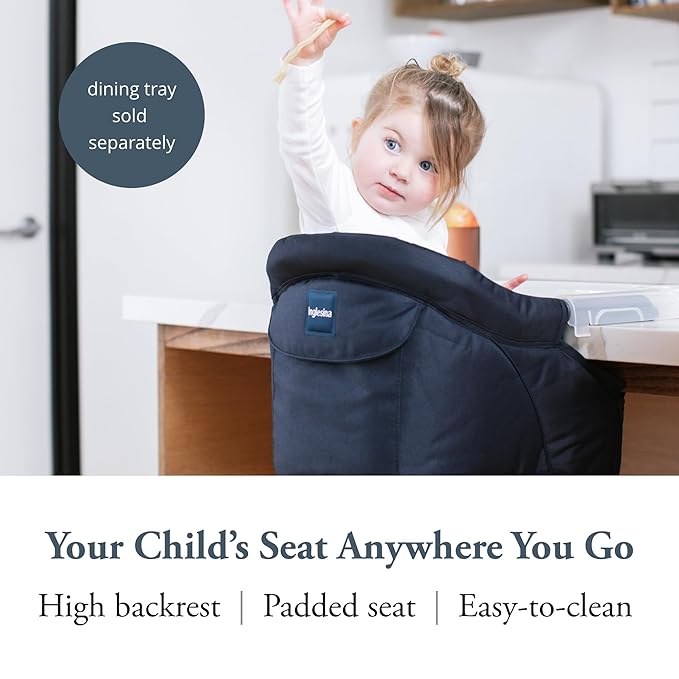 Inglesina Fast Table Chair, Navy - Portable Baby High Chair - for Babies & Toddlers up to 37 lbs - Collapsible Design - Fits Tables 0.8'' to 3.5'' Thick - Compact & Easy to Use - Travel Bag Included