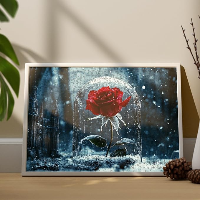 1000 Piece Rose Flower Jigsaw Puzzles for Adults,Winter Floral Jigsaw Puzzle Watercolor Puzzles for Challenging Family Activity Game Floral Art Wall Decor DIY Puzzle