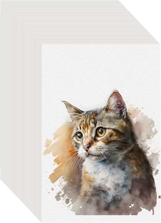 100PCS 4x6 Watercolor Paper Bulk, 140lb/300g Cold Press Thick Water Color Paper Pad for Kid Child Adult, White Art Paper for Drawing Painting Markers Gouache, Textured Cotton Paper Sheets