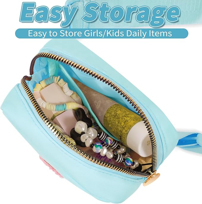 Birthday Gifts for 2 3 4 5 6 7 8 9 10 11 Year Old Girls - Mini Fanny Pack Cute Crossbody Bag Belt Bag Trendy Stuff,Graduation Gifts for Girls Teens Kids Daughter Sister Her - Blue,A