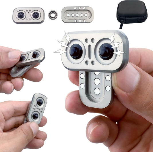 New Abstract Owl Shape Design Fidget Slider,Men's EDC Hand Slider,Poker Push Card Stress Relief Toys,Interesting Fidget Toys for Adults/Office Desk Toys Gifts for Boyfriend and Father (Silvery-Black)