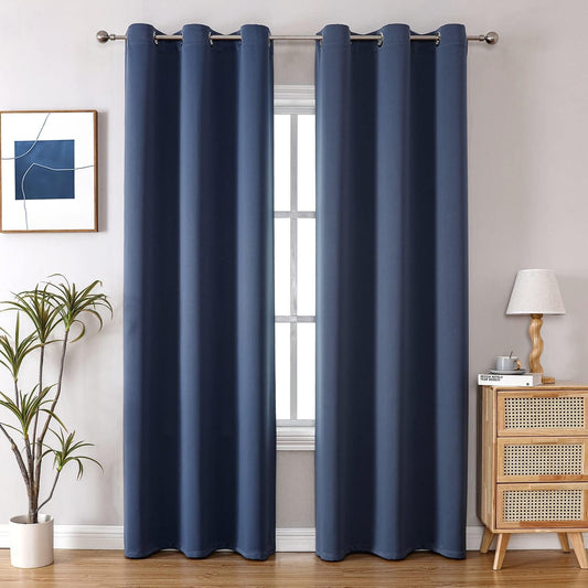 ChrisDowa Blackout Curtains 72 inches Long for Bedroom - 2 Panels Set Grommet Thermal Insulated Room Darkening Curtains for Living Room (Stone Blue, 42 x 72 Inch)