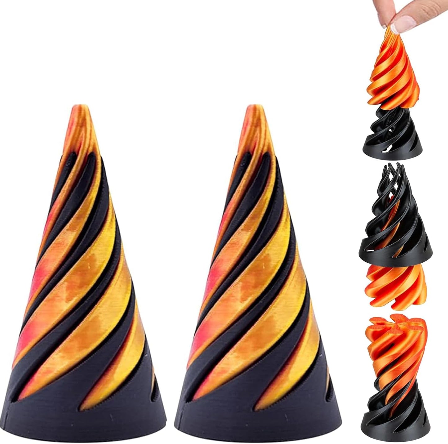 Impossible Pyramid Passthrough Sculpture, 3D Printed Spiral Cone Toy,Pass Through Pyramid Fidget Toy 3D Printed Spiral Cone Fidget Toy, Relax Anxiety Toy for Children Adult (2PCS)