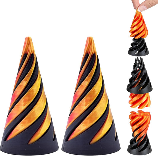 Impossible Pyramid Passthrough Sculpture, 3D Printed Spiral Cone Toy,Pass Through Pyramid Fidget Toy 3D Printed Spiral Cone Fidget Toy, Relax Anxiety Toy for Children Adult (2PCS)