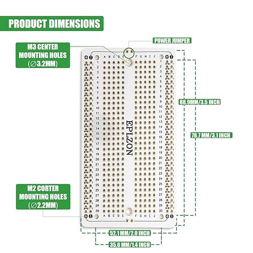 10 Pcs Solderable Breadboard PCB Board Gold-Plated Solder Breadboard for DIY Electronics Projects Apply to Soldering Projects 3.5"x2.05" (White)