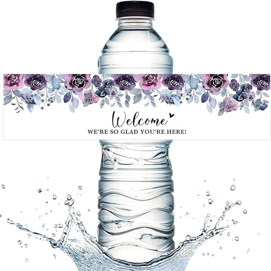 100PCS Wedding Water Bottle Labels Waterproof Greenery Floral Wraps Sticker for Water Bottle Baby Shower Bottle Label for Bridal Shower Party Welcome A05