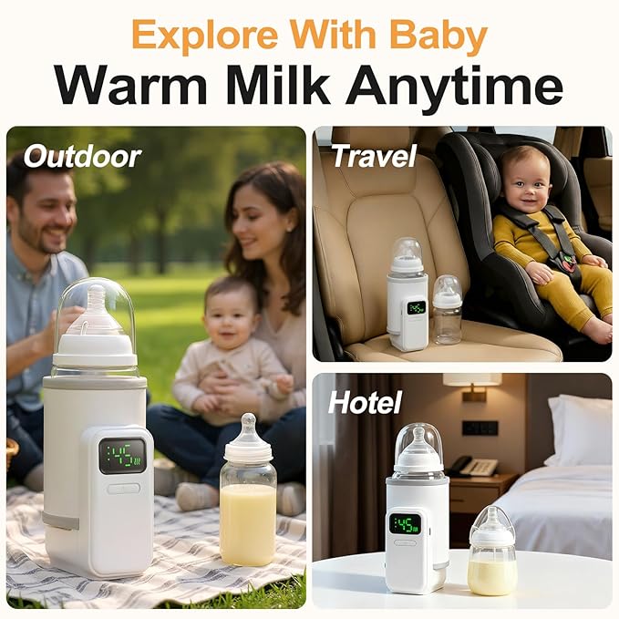 Portable Outdoor Travel Bottle Warmer Breast Milk & Formula Bottle Warmer Keeps Milk Warm While Feeding On-The-Go Temperature Control Precise Temperature Regulation Locks in Nutrients