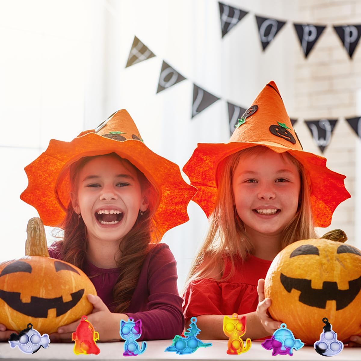 24 Pack Colorful Halloween Mini Fidget Pop Toys Sensory Toys for Kids Boys Girls Halloween Party Favors Halloween Treat Bags Gifts