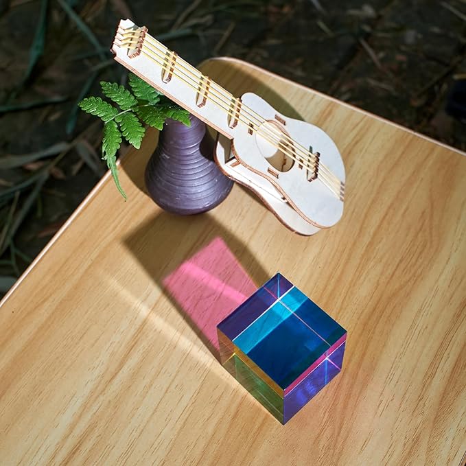 CMY Mixing Color Cube, 70mm (2.75 inch) Acrylic Prism for Home or Office Decoration, CMYcube Physics Toys Science Educational Gift for Kids, 7cm