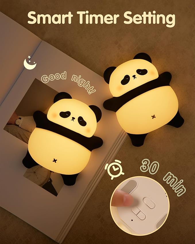 Snoring Panda Night Light for Kids, Upgraded Large Novelty Nursery Nightlight with Snoring Motion & Sound, Rechargeable Cute Night Light for Baby, Bedroom, Breastfeeding, Gifts for Girls & Boys