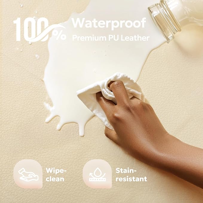 Mallify Baby Mat for Floor, Thick Soft Non-Toxic Vegan Leather Baby Play Mat, Waterproof Foam Play Mat, Padded Play Mat for Baby, 48x48 Playpen Mat, Infant Playmat for Baby Girls and Boys, Beige