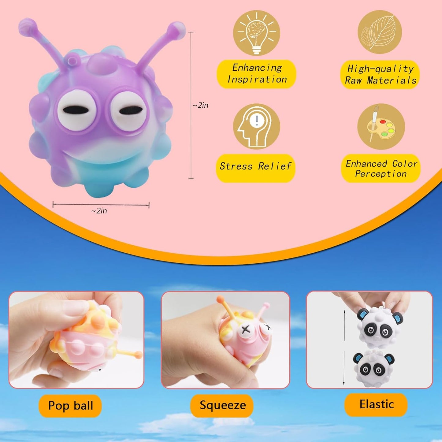 25 Pack Pop Party Favors for Kids,3D Pop Animals Fidget Toys,Birthday Party Favors,Goodie Bag Stuffers,Bath Suction Toys,Treasure Box Toys,Kids Prizes