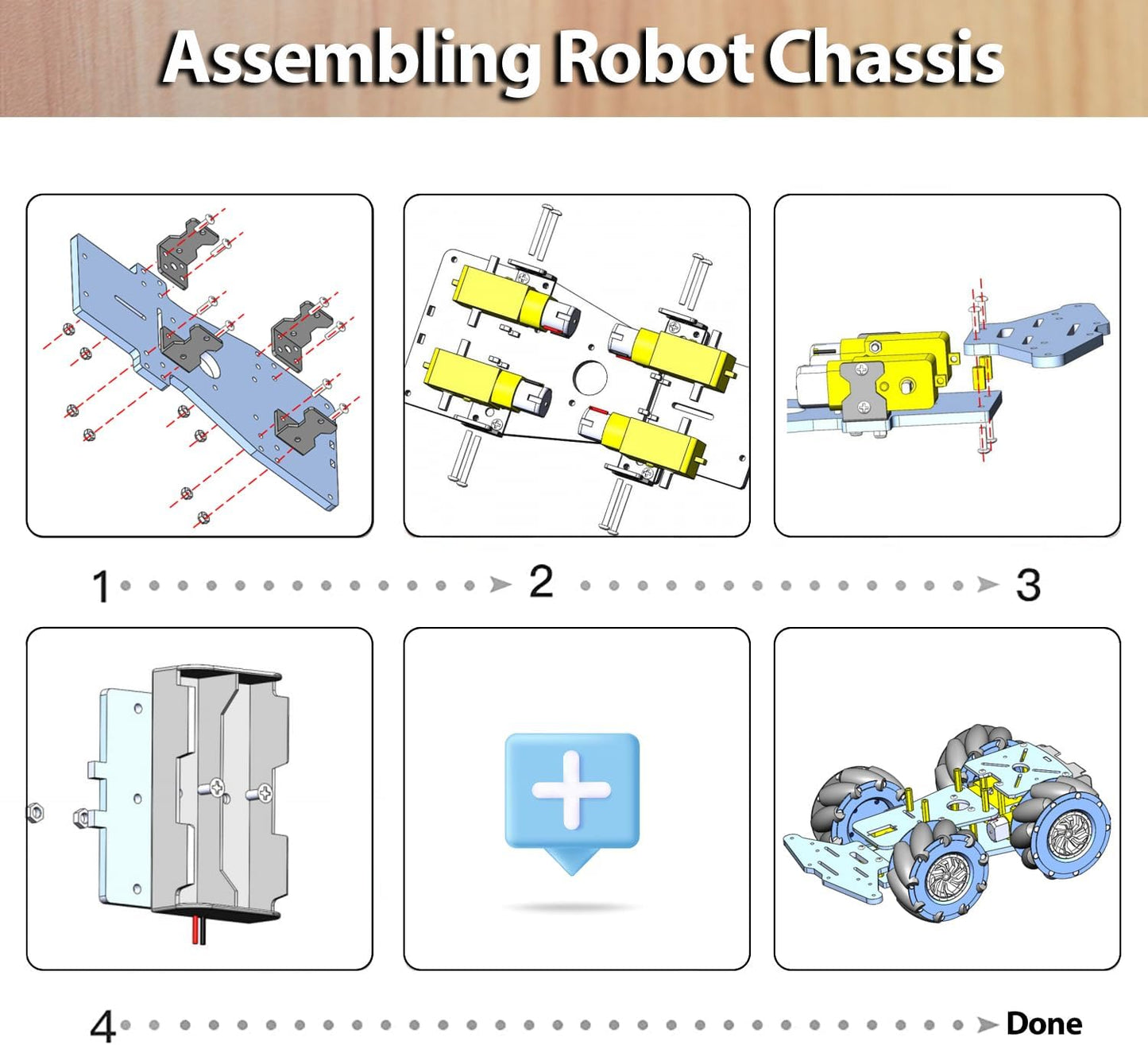 4WD Mecanum Wheel Smart Car Robot Chassis for Arduino R3 R4/ Leonardo/Raspberry Pi 5/4B/3B+/3B/2B/1B+ Projects with TT Motor, DIY Robot Building Base Kit for Teens & Adults