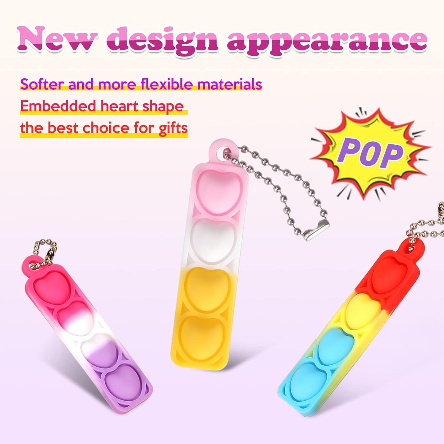 100Pcs Mini Pop Fidget Toys Bulk Party Favors for Kids Pop Keychain Sensory Toys Bag Fillers Pop Toddler Carnival Treasure Easter Classroom Prizes Stress Reliever Anti-Anxiety Toy for Boy Girl