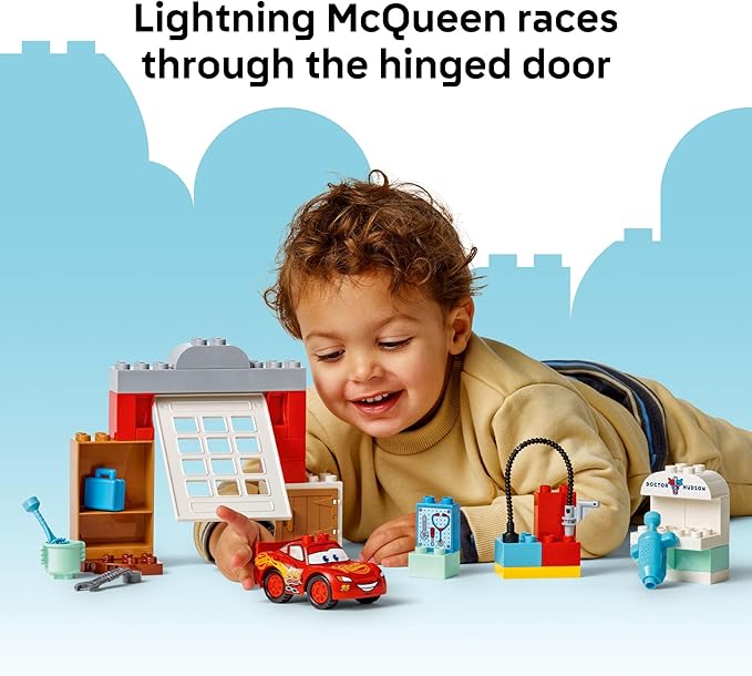 LEGO DUPLO Disney and Pixar Cars McQueen’s Visit to Doc’s Garage - Lightning McQueen Cars Toy for Preschool Boys and Girls 2+ - Pretend Play and Sensory Toddler Toy - Gift Idea for Birthdays - 10456