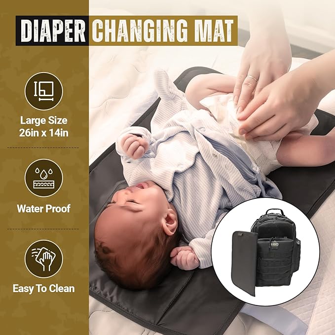 HighSpeedDaddy - Baby Diaper Backpack, Military-Grade, Waterproof, Compact Baby Travel Bag with Diaper Changing Mat