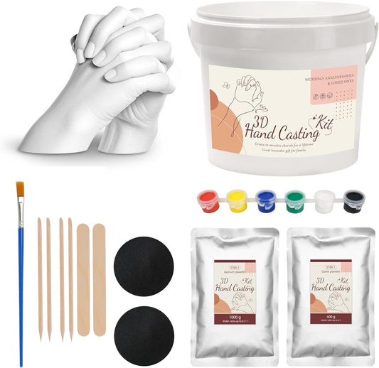 Hand Casting Kit, Anniversary Couples Gifts Casting Kit,Hand Mold Kit Couples, Hand Mold Kit Couple with Base, Couple 1 Year Anniversary, Bridal Shower, Wedding Gifts Plaster Hand Mold Casting Kits
