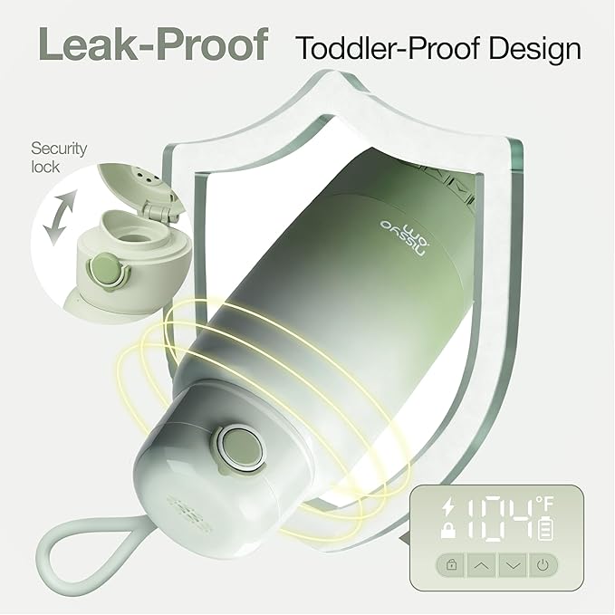 Portable Bottle Warmer for Travel, 17OZ 12000mAh Baby Bottle Warmer with 100W Fast Heating, Super Fast Charging (Full in 1.5H), Accurate Temp Control, Travel Portable Milk Warmer for BabyMilk