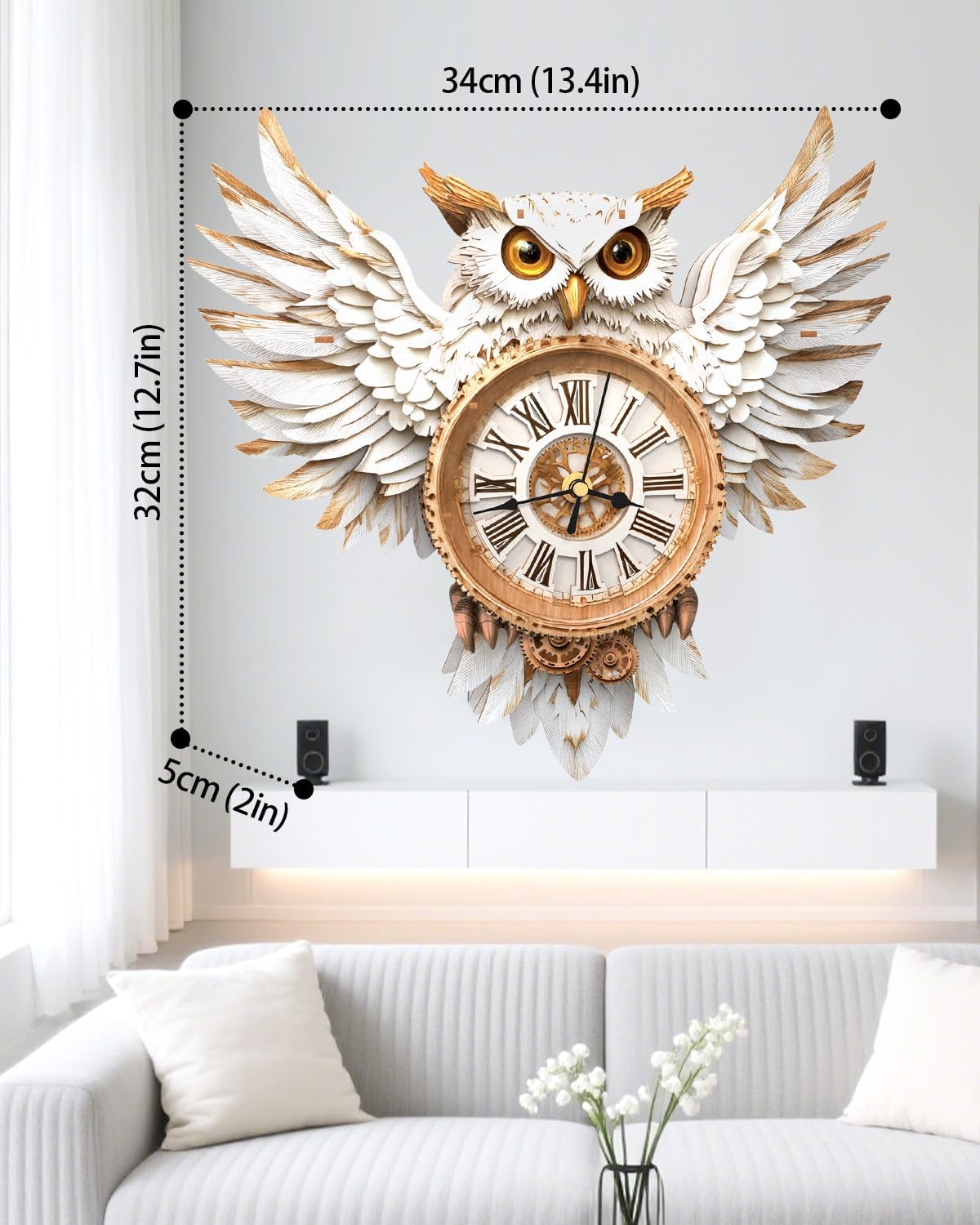 3D Wooden Puzzles for Adults,Snowy Owl DIY Clock Kit with Pendulum - Creative Gift Idea,Beginner 31 Pieces 3D Puzzles for Teens & Adults Home Decor