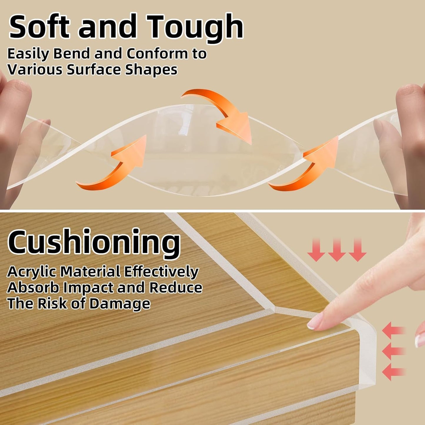 2Pack Clear Edge Protector,Safe Corner Protector, Anti-Sharp Edge Protector, for Furniture, Drawers, Tables, Cabinets 2inX6.56FT