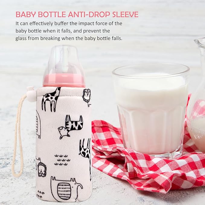 ULTNICE Baby Bottle Insulator Sleeve with String Warm Baby Bottle Cover Glass Nursing Feeder Warm Holder Pouch Infant