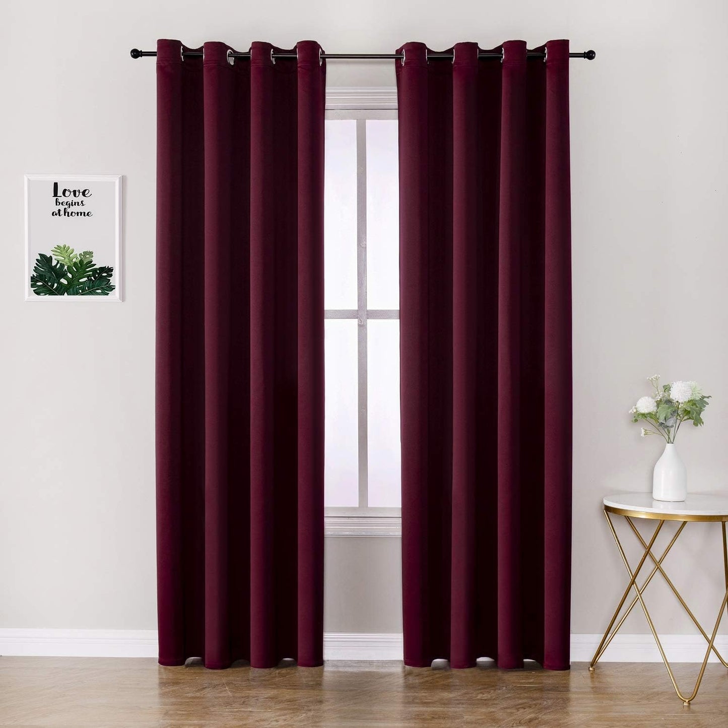 ChrisDowa Blackout Curtains 80 Inches Long 2 Panels Set for Living Room, Grommet Thermal Insulated Room Darkening Curtains for Bedroom (Burgundy Red, 52 x 80 Inch)