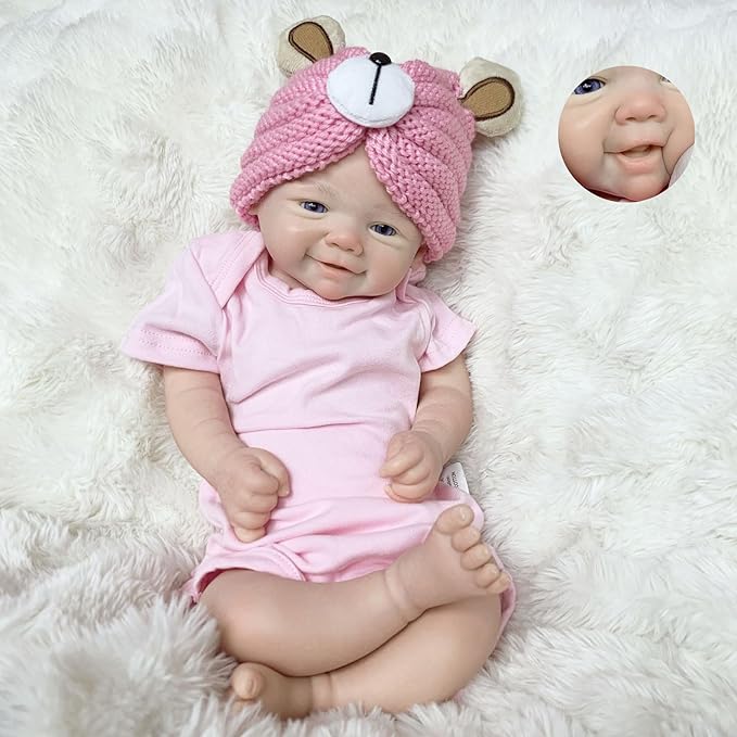 16 inch Soft Reborn Silicone Baby Doll Girl Open Mouth Realistic Newborn Baby Dolls That Look Real Babies Toy for Toddler