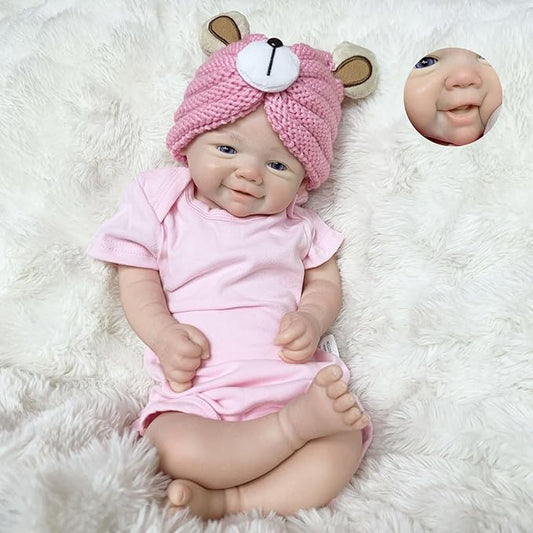 16 inch Soft Reborn Silicone Baby Doll Girl Open Mouth Realistic Newborn Baby Dolls That Look Real Babies Toy for Toddler
