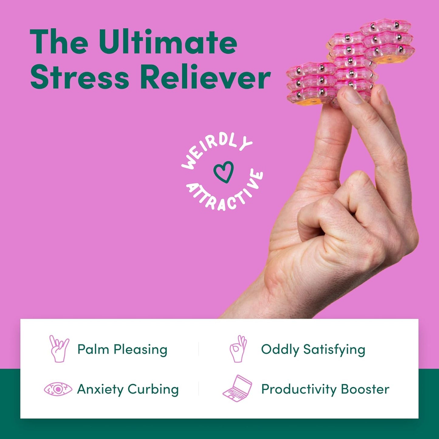 Speks Geode Sphere Magnetic Fidget Toy for Adults | Quiet Adult Sensory Toy for Stress Relief & Anxiety, Office Desk Toy & Top Gadget Gift Idea | Rose, 12-Piece Set