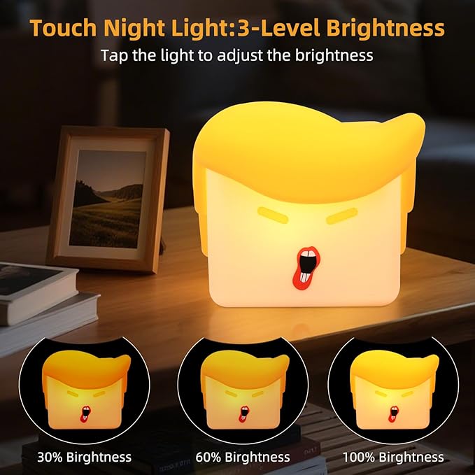 Tcamp Fun Night Light, Hilarious Silicone Squishy Lighted Tap Light, 3 Level Dimmable Table Lamp, Rechargeable Bedside Glowing Touch Lamp for Room Decor (USB Powered)
