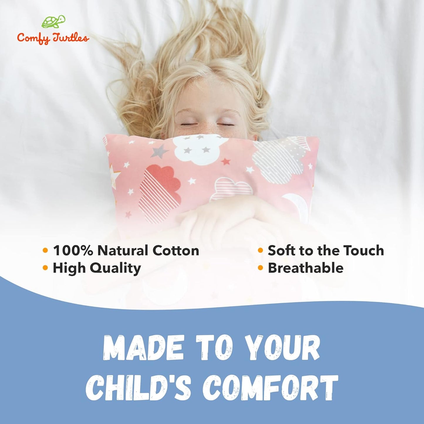 Stars Cloud Toddler Pillowcase 13 x 18 - Baby Travel Pillow Cover for Girls, Space Galaxy Pillow Case for Toddler Pillow Crib - Pink Moon Stars