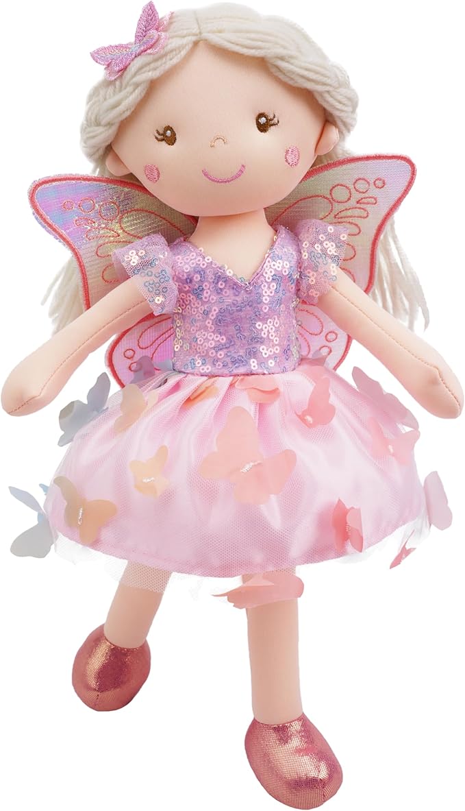 June Garden 15" Lunabelle The Fluttering Blossom Fairy Doll – Soft Plush Fairy Toy with Multicolor Butterfly Skirt – Enchanted Garden Collection
