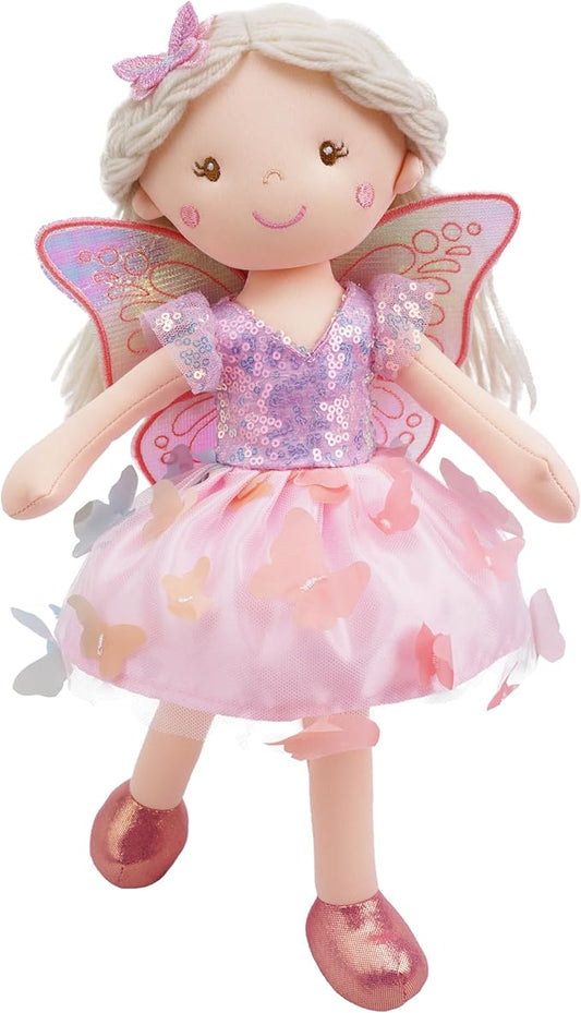 June Garden 15" Lunabelle The Fluttering Blossom Fairy Doll – Soft Plush Fairy Toy with Multicolor Butterfly Skirt – Enchanted Garden Collection