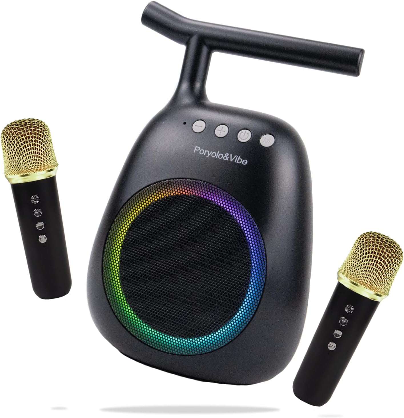 Karaoke Machine for Kids Adults Portable Bluetooth Speaker with 2 Wireless Microphones LED Lights Artistic Design 8-Hour Battery Support Family&Party Choice Fun for All Ages Gifts