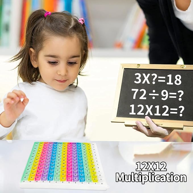 Interactive 12x12 Multiplication Pop Board - STEM Sensory Math Toy with Poppable Bubbles, Classroom & Homeschool Learning Game, Multiplication Table Chart for Kids, Stress Relief Tool, CPC Certified