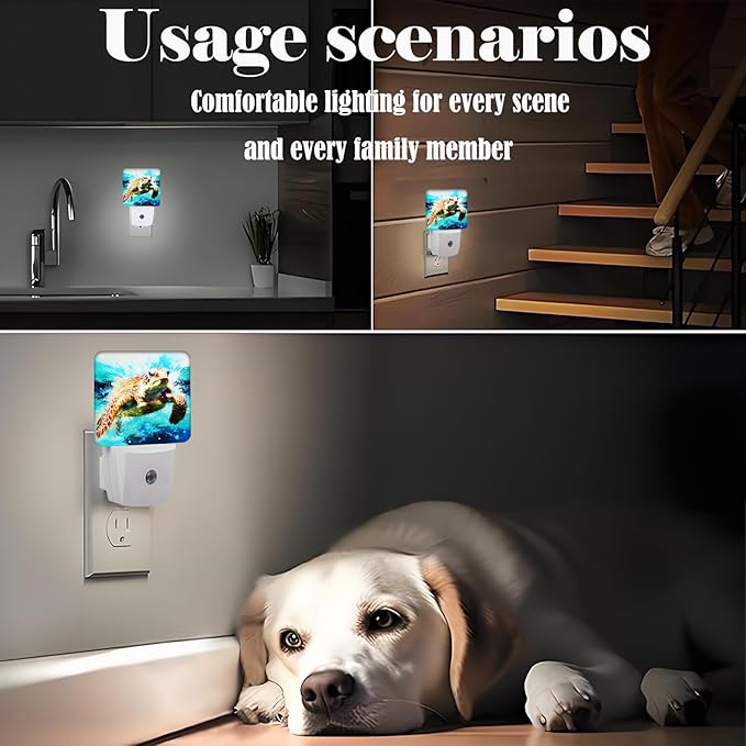 Sea Turtle Night Light,Plug-in Nightlights Auto Sensor Night Lamp Dusk-to-Dawn Lamp Home Decor for Nursery Children Girls Boys