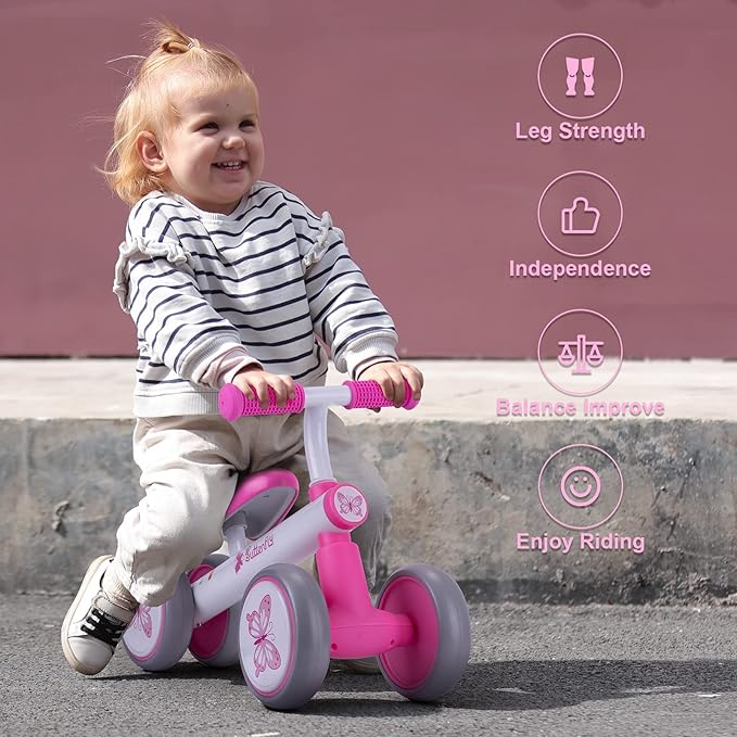 Baby Balance Bike 1 Year Old, Toddler Bike for One Year Old Girl Birthday Gift, 1-3 Years Toddler First Bike with No Pedal & Silence Wheels, Ride on Toy Gifts for 1 Year Old Girl
