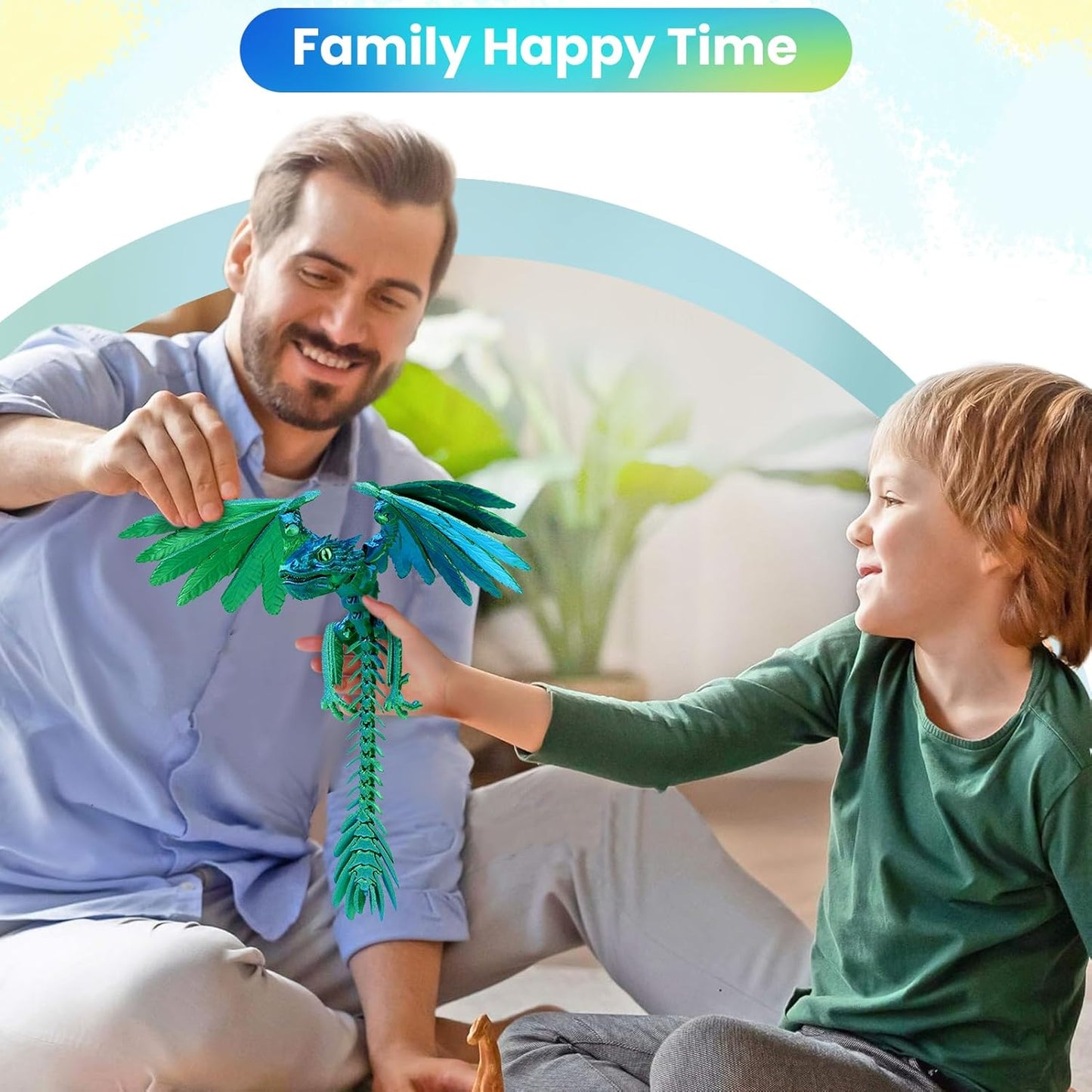 3D Printed Dragon with Wings, Feathered Wyvern Dragon,Full Articulated Crystal Dragon Fidget,Realistic Large Pet Dragon, Flexible Shoulder Dragon Stuff, 3D Printed Animals Toy.