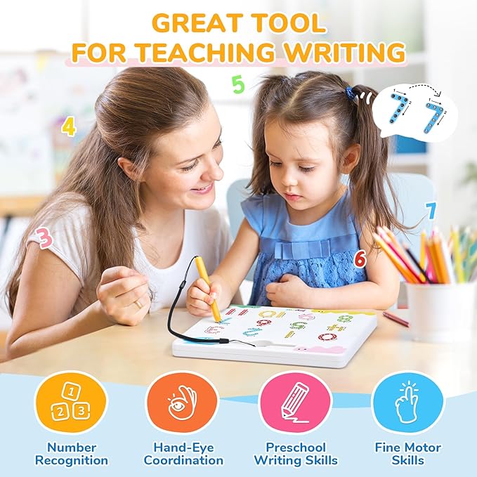 JoyCat Double-Sided Magnetic Number Tracing Board - 2-in-1 Numbers 1-20 Writing Toys for Toddlers & Kids, Preschool Math Manipulatives, Kindergarten Educational Learning Gifts for 3-5 Year Olds